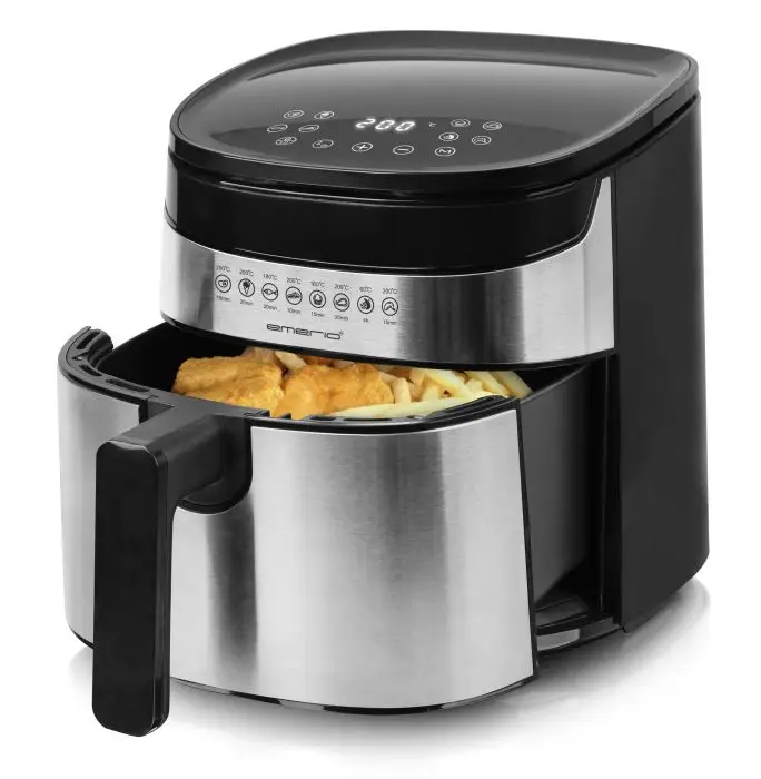 AF-129084 freidora Sencillo 4,5 L Independiente 1300 W Freidora de aire caliente Negro, Acero inoxidable