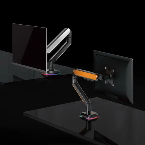 Soporte de Mesa RGB Gaming contrapeso giratorio e inclinable para Monitor/TV 9Kg (3 Pivotes, 1 Brazo) de 17-32, Negro-Naranja - Imagen 4