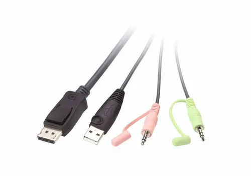 Switch KVM formato cable DisplayPort USB de 2 puertos selector remoto de puerto - Imagen 2