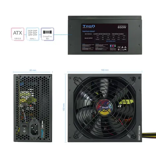 TQAPOLO-650SP unidad de fuente de alimentación 650 W 20+4 pin ATX ATX Negro - Imagen 4