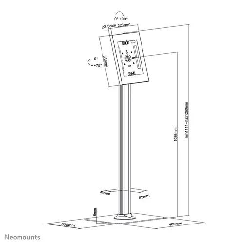 FL15-650WH1 Soporte de suelo para tablets 9.7-11" - bloqueable - Imagen 11