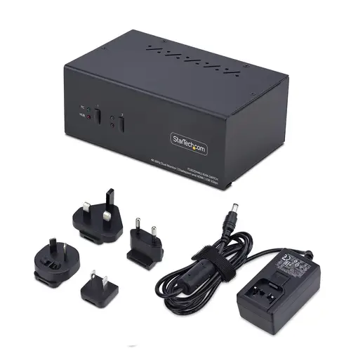 Switch KVM de 2 Puertos DisplayPort HDMI - Conmutador KVM de Dos Monitores - Hub Ladrón USB 2 Puertos 5Gbps - 2 Puertos USB HID - Teclas de Acceso Rápido - TAA - Imagen 6