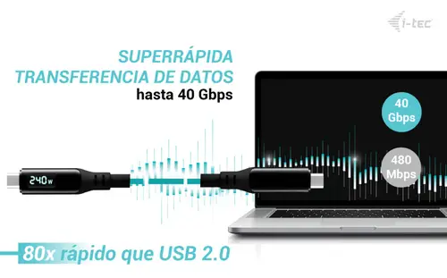 Thunderbolt 4/USB4 Class Pro Cable 240W with LCD (40 Gbps, 150 cm) - Imagen 9