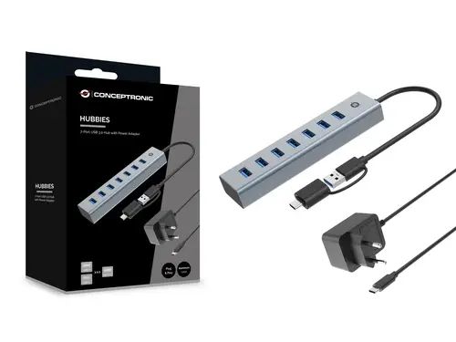 HUBBIES21GP hub de interfaz USB 3.2 Gen 1 (3.1 Gen 1) Type-A 5000 Mbit/s Gris - Imagen 4