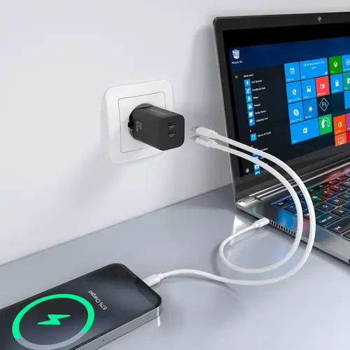 AISENS Cargador GaN 65W  2xUSB C PD3 0 QC4 0  Negro - Imagen 5