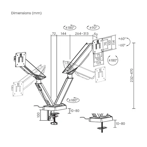 DT38TSRRGB-349 soporte para monitor 96,5 cm (38") Escritorio Negro, Blanco - Imagen 7