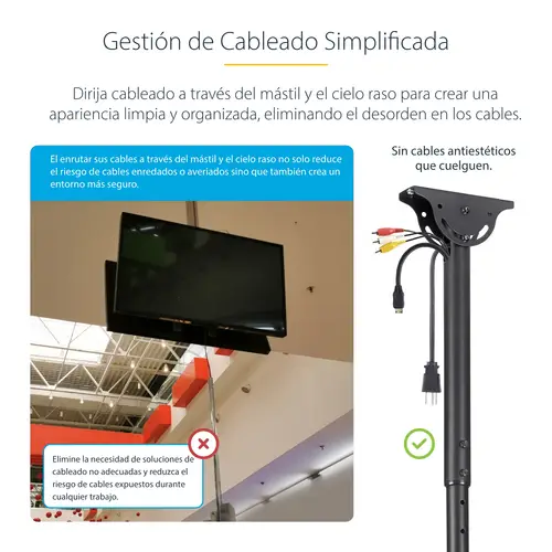 Soporte de Techo para 2 TV - Soporte de Cielo Raso para 2 TV de Espalda a Espalda con Mástil Telescópico Ajustable - Giro Inclinación y Rotación - Soporte VESA para Pantallas de 32" a 75" - Imagen 12