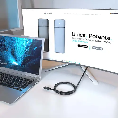 Cable USB4 Gen3x2 Aluminio 40Gbps 8K@60Hz 5A 48V 240W E-Mark, Tipo USB-C/M-USB-C/M, Negro, 1.5m - Imagen 4