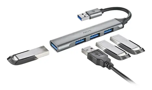 IHUB4 MICRO USB 3.2 Gen 1 (3.1 Gen 1) Type-A 5000 Mbit/s Plata - Imagen 2
