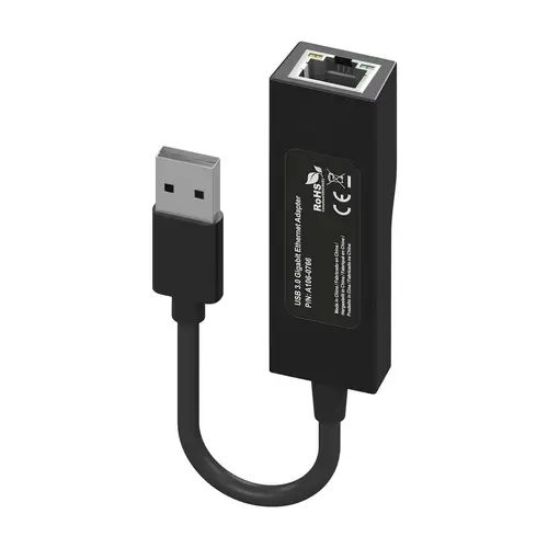 Conversor USB 3.0 a Ethernet Gigabit 10/100/1000 Mbps, Negro, 15 cm - Imagen 3