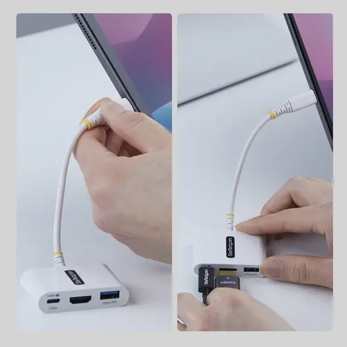 Dock Hub Multipuertos USB Tipo C a HDMI - Adaptador Multipuertos USB-C a HDMI - Carga de 140W - Hub Ladrón USB de 5Gbps - HDMI 4K60Hz - Para MacBook / Dell / Thinkpad / iPad - Blanco - Imagen 3
