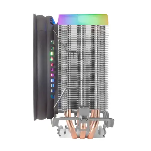 MCPU33, Disipador CPU Dual FRGB, 3 Heatpipes HCT, TDP 140W, Ventilador Ultra-silencioso PWM 11 cm, Color Negro - Imagen 4