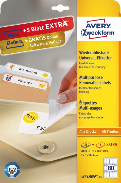 L4732REV-25 etiqueta de impresora Blanco