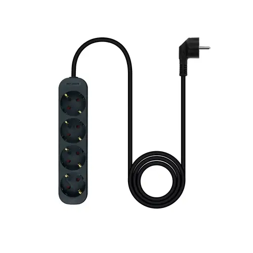Regleta de Enchufes con 4 Tomas, 1.4 m, Negro - Imagen 2