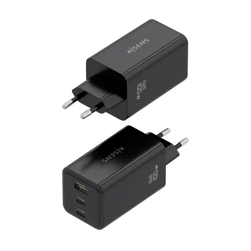 Cargador GaN 100W, 2x USB-C PD3.0 QC4.0 QC5.0, 1x USB-A QC3.0, Negro - Imagen 3