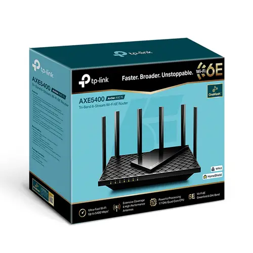 Archer AXE75 router inalámbrico Gigabit Ethernet Tribanda (2.4 GHz / 5 GHz / 6 GHz) Negro - Imagen 4