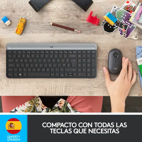 920-009198 teclado Ratón incluido Universal RF inalámbrico QWERTY Español Grafito - Imagen 8