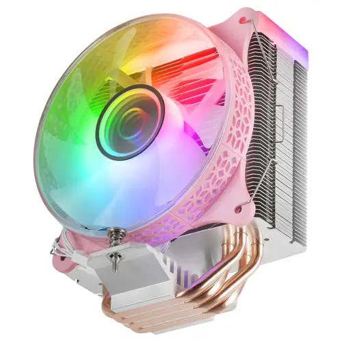 MCPU-VR Rosa, Disipador CPU, Doble Espejo Infinito ARGB, 4 Heatpipes HCT, TDP 180W, Ventilador Ultra-silencioso PWM 12cm - Imagen 5