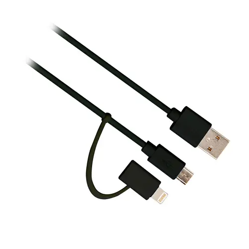 EW9909 cable USB 1 m USB 2.0 USB A Micro-USB B/Lightning Negro - Imagen 1