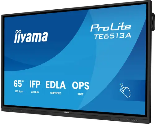 TE6513A-B2AG pantalla de señalización Panel plano interactivo 163,8 cm (64.5") Wifi 500 cd / m² 4K Ultra HD Negro Pantalla táctil Procesador incorporado Android 24/7 - Imagen 6