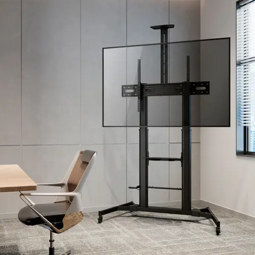Soporte de Suelo ECO con Ruedas y Manivela, Bandeja para DVD y Soporte de Cámara para Monitor/TV 100Kg de 60-100, Negro - Imagen 6