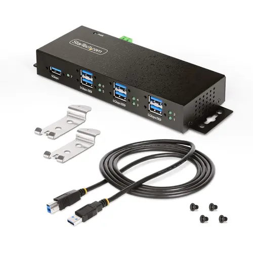 Hub USB Industrial de 7 Puertos Gestionado - Servicio Pesado - Caja de Metal - Protección ESD y Sobretensión - Montaje DIN, Pared, Escritorio - USB 3.2 Gen 1 5Gbps - Imagen 11