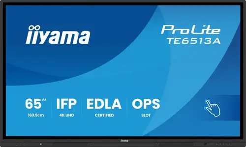 TE6513A-B2AG pantalla de señalización Panel plano interactivo 163,8 cm (64.5") Wifi 500 cd / m² 4K Ultra HD Negro Pantalla táctil Procesador incorporado Android 24/7 - Imagen 2