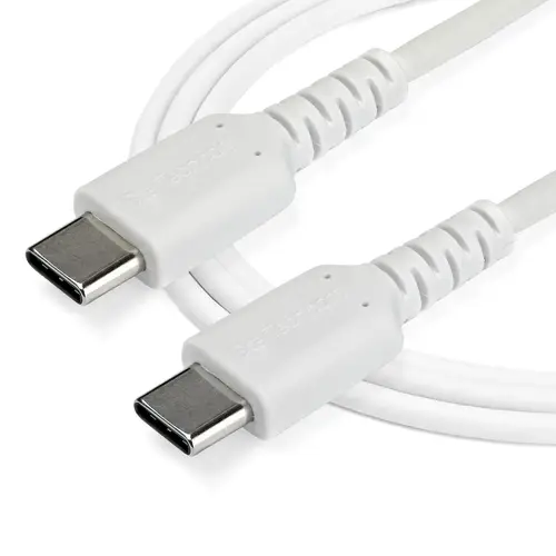 Cable de 2m de Carga USB C - de Carga Rápida y Sincronización USB 2.0 Tipo C a USB C para Portátiles - Revestimiento TPE de Fibra de Aramida M/M 60W Blanco - iPad Pro Surface - Imagen 4