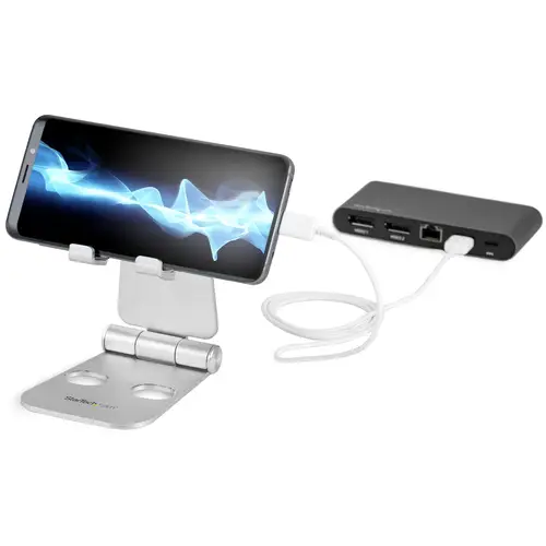 Base para Móvil y Tablet - Soporte Plegable Universal para Dispositivos Móviles - Base Plegable Ergonómica Portátil para Sobremesa, para Dispositivos de 4 a 13 Pulgadas - Imagen 3