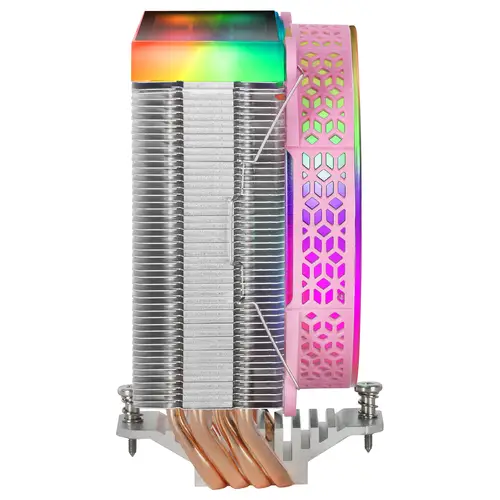 MCPU-VR Rosa, Disipador CPU, Doble Espejo Infinito ARGB, 4 Heatpipes HCT, TDP 180W, Ventilador Ultra-silencioso PWM 12cm - Imagen 4