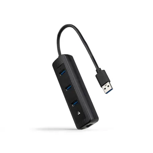 Hub USB-A 3.0 a 3xUSB-A 3.0 + RJ45, USB-A/M- USB-A/M-RJ45/H, Negro, 15 cm - Imagen 1