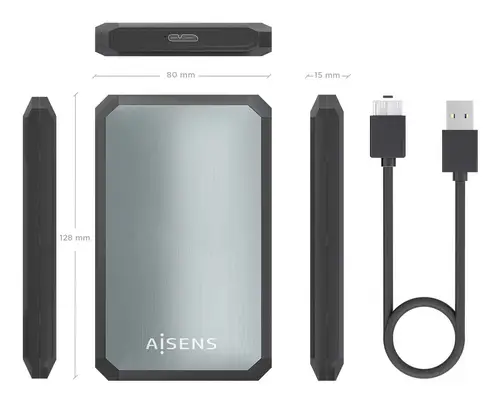 Caja externa 2.5" ASE-2529B 9.5mm SATA a USB 3.0/USB3.1 Gen1, Negro-Gris - Imagen 5