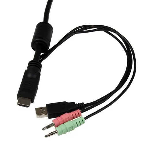 Conmutador Switch KVM 2 puertos HDMI USB Audio con Cables Integrados - 1080p - Imagen 3
