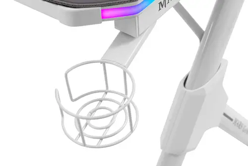 MGD140RGB, Mesa Ergonómica Gaming RGB, Soporte Auriculares y Bebida, Alfombrilla Ratón, 140x60cm, Blanco - Imagen 5