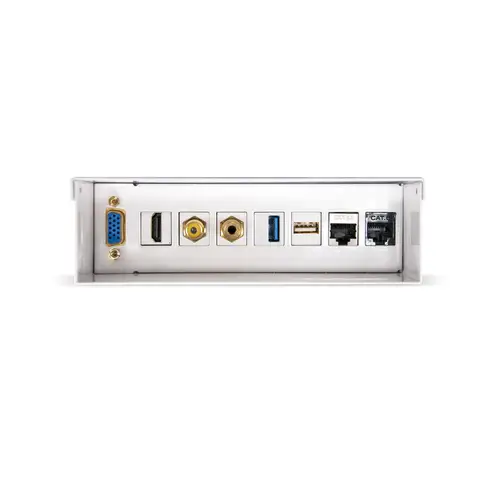 Caja de conexiones multimedia de pared VGA+HDMI+JACK3.5+RCA+2xUSB+2xRJ45, Blanco - Imagen 1