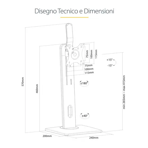 Soporte para un Monitor - Base para Monitor con Ajuste de Altura - para Monitores VESA de hasta 32" (7kg) - Soporte Ergonómico para Escritorio - con Inclinación/Giro/Rotación - Imagen 23