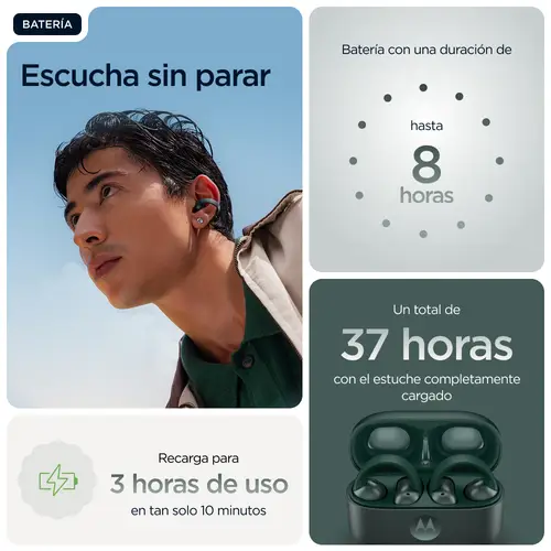 moto buds loop Auriculares Inalámbrico gancho de oreja Llamadas/Música/Deporte/Uso diario Bluetooth Verde - Imagen 17