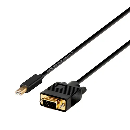Cable conversor Mini DP A VGA, Mini DP/M - VGA/M, Negro, 2.0m - Imagen 1