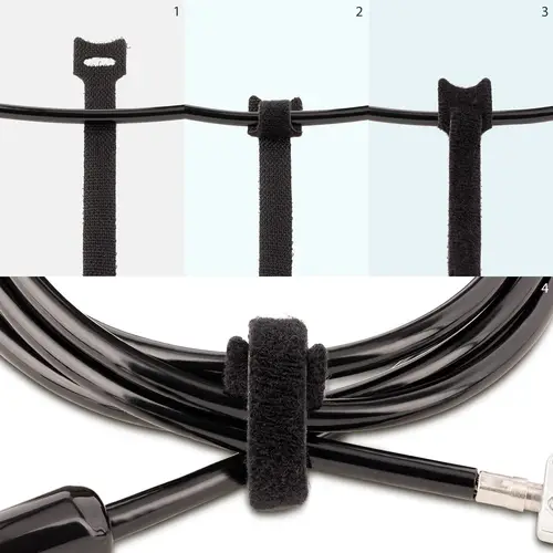 Bridas de 15cm de Gancho y Bucle - Paquete de 50 - Tiras/Envolturas Reusables para Gestión de Cableado - Cintas Autoadherentes para Ordenar Cables - Imagen 5