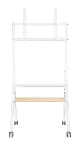 Soporte de suelo eco con rueda, 1 bandeja para pantalla interactiva/TV 80kg de 37-86, Blanco+Madera - Imagen 2