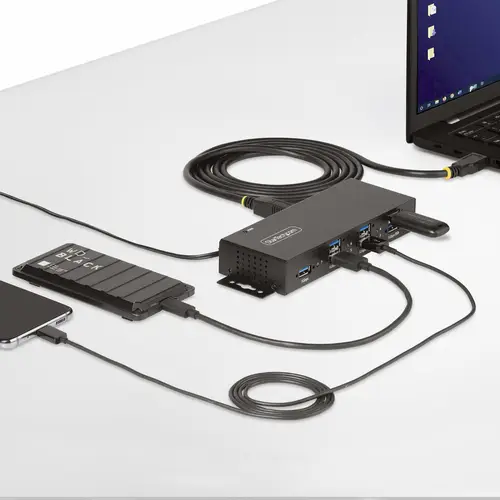 Hub USB Industrial de 7 Puertos Gestionado - Servicio Pesado - Caja de Metal - Protección ESD y Sobretensión - Montaje DIN, Pared, Escritorio - USB 3.2 Gen 1 5Gbps - Imagen 7