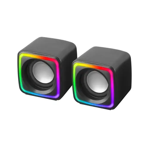 MSCUBE Negro, Altavoces Gaming RGB Compactos, Procesador Sonido DSP 8W, Control Volumen - Imagen 4
