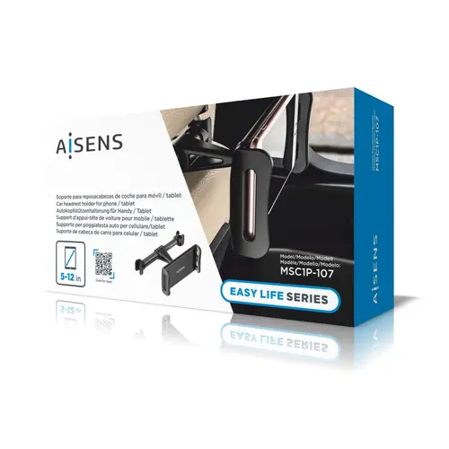 Soporte Coche Ajustable (1 Pivote) Para Reposacabezas Para Telefono / Tablet, Negro - Imagen 6