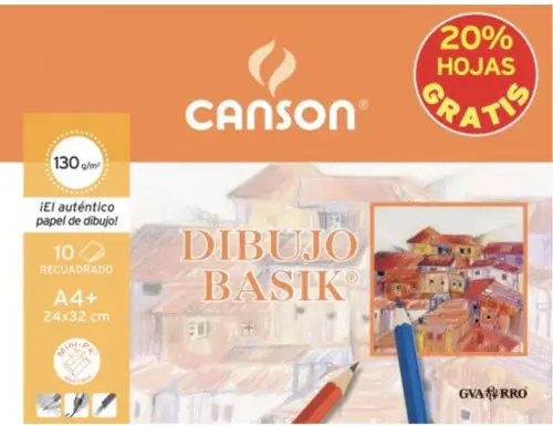 MINIPACK PROMO 24X32 10H DIBUJO BASIK RECUADRO 130G 20% HOJAS GRATIS GUARRO CANSON C400110487