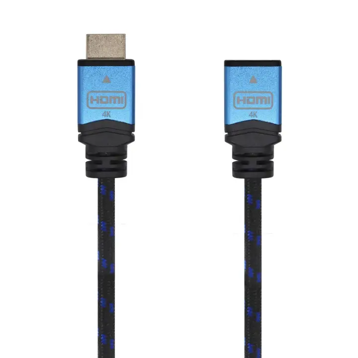 Cable HDMI V2.0 Prolongador Premium Alta Velocidad / HEC 4K@60Hz 18Gbps, A/M-A/H, Negro/Azul, 1.0m