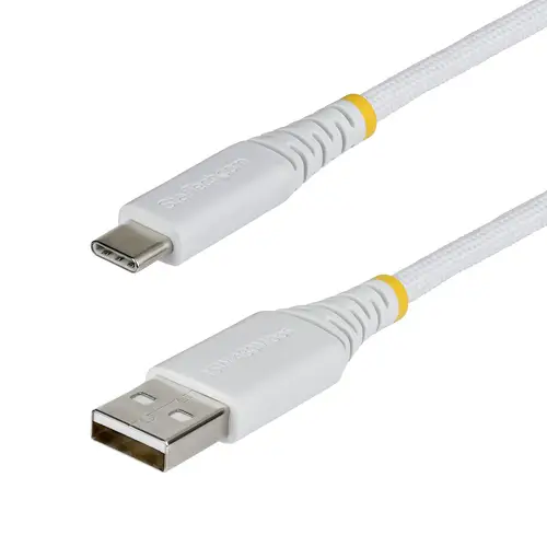 Cable Cargador USB-A a USB-C de 2m - 15W 3A - Cable USB a Tipo C de Carga Rápida Trenzado de Nailon - Recubrimiento de TPE - Blanco - Imagen 1