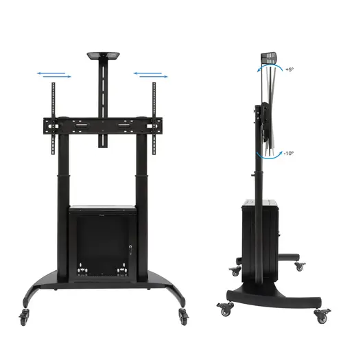NARNIA Soporte de Suelo con Armario Multiusos + Accesorios Rack para Pantallas 60"- 100", Negro - Imagen 3