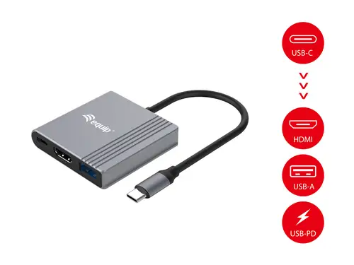 Adaptador 3 en 1 USB-C a HDMI / USB-A / USB PD, 4K/60Hz, 100W USB PD - Imagen 5