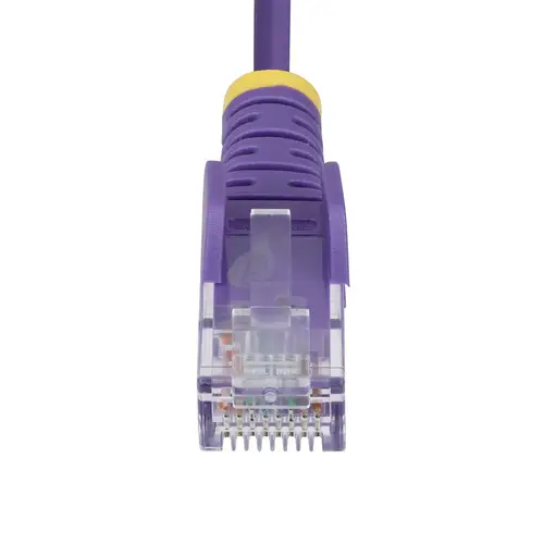 Cable de Red Ethernet CAT6 Delgado sin Enganches Morado de 15m - Cable RJ45 Snagless Slim 28AWG - Alambre de Cobre Puro - PoE 100W - con Alivios de Tensión - LSZH - Probado con Fluke - Imagen 4