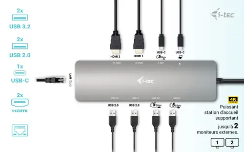 USB-C Metal Nano 2x Display Docking Station + Power Delivery 100 W - Imagen 4